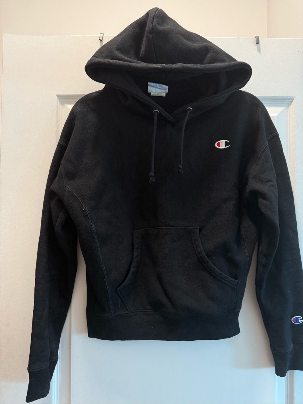 Champion Black Pullover Hoodie with Small Logo